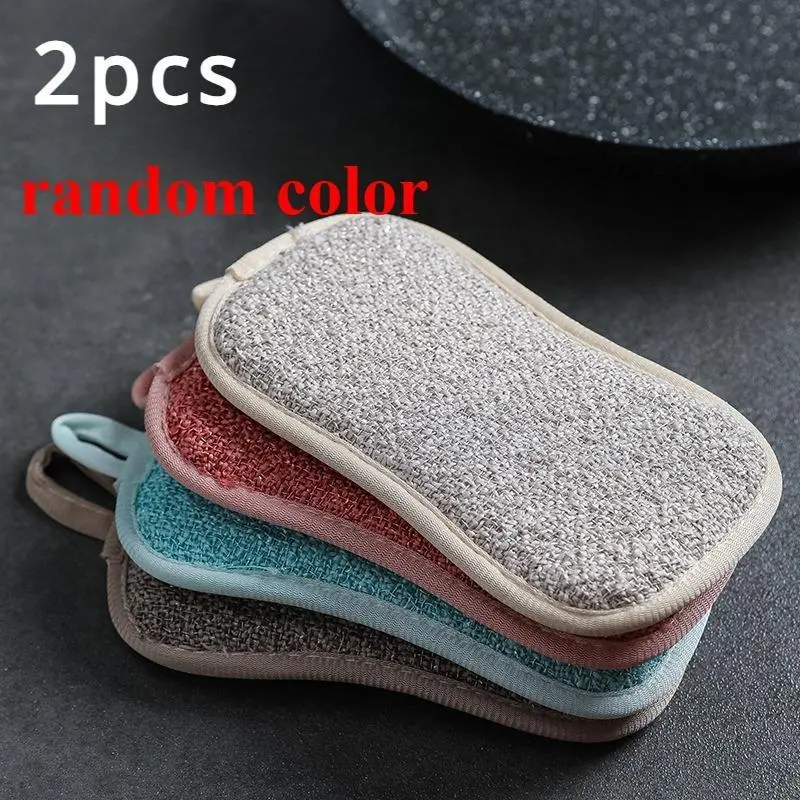 2pcs Non-Scratch Microfiber Sponge, Multi-Purpose Scrub Sponges for Kitchen Kitchen Gadgets