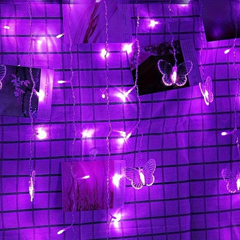 LED String Light, LED Butterfly Curtain Light, 21.3ft/255.9inch 8 Modes USB Charger Window Twinkle String Lights With Remote Control, 96 LEDs Copper Wire Fairy Lights For Room Christmas Wedding Party Decoration graduation leis graduation decorations