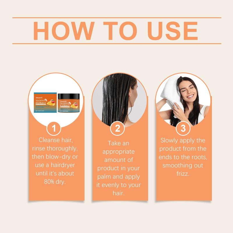 Gleamxi Mango Leave-In Conditioner for Smooth and Hydrated Hair, No Rinse Hydrating Scalp Treatment for Easy Hair Care