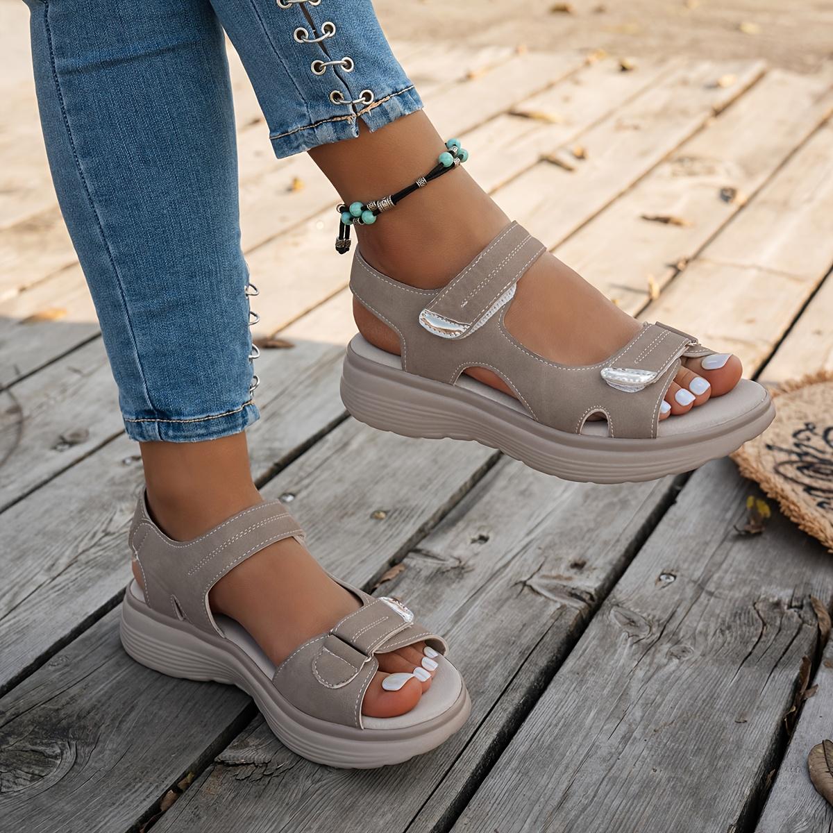 Women'S Premium Adjustable Strap Platform Sandals |   Elegant, Comfortable Orthopedic Summer Casual Open-Toe Walking Shoes, High-Quality Breathable And Non-Slip Fashion Footwear With Microfiber Upper And Sole, Women Shoes
