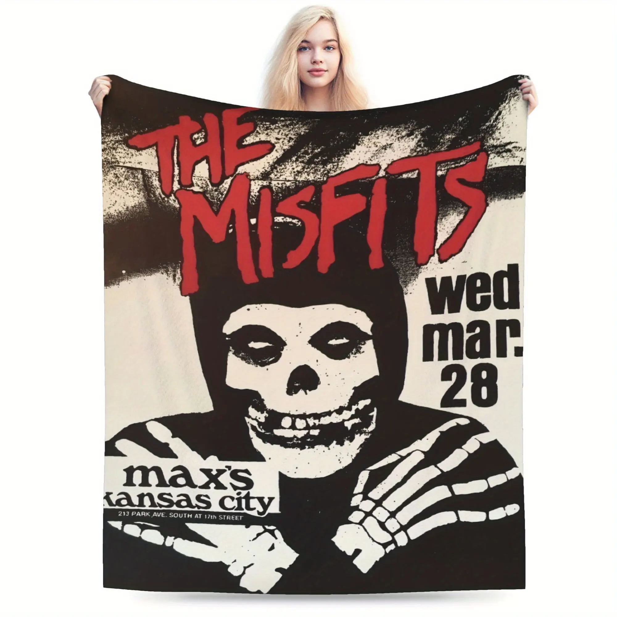 RancidBoneGig, a travel essential, ultra-soft flannel blanket with a creative design. Warm and comfortable, it's suitable for living rooms, offices, and sofa décor, perfect for all seasons. A versatile gift blanket - home décor accessory.