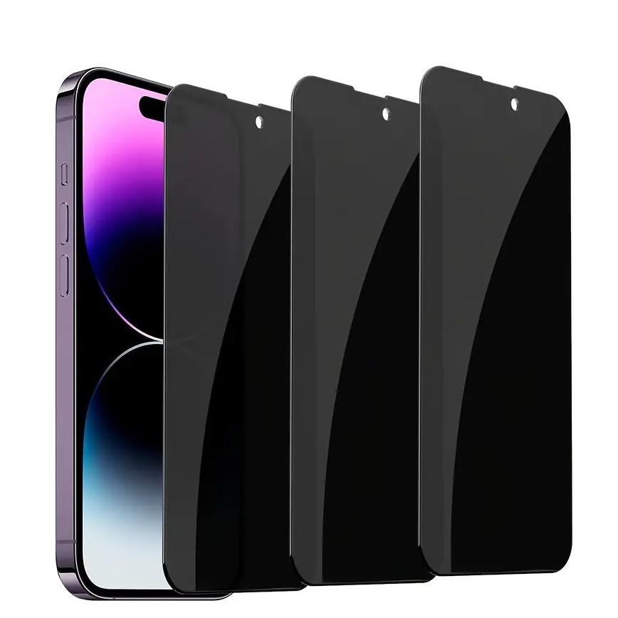 360° Anti Peeping Privacy Phone Screen Protector, 3 Counts Tempered Glass Phone Screen Protective Film, Phone Accessories Compatible with iPhone 16 15 14 13 12 11 Pro Max Plus, Tempered Glass Cover, Anti Spy Privacy