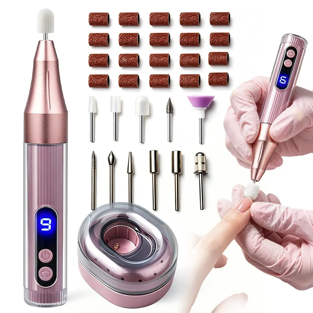 Professional Nail File Machine, Electric Polisher Set, USB Rechargeable 500mah Battery, 9 Speed Settings, Ideal for DIY Manicure, Nail and Foot Care
