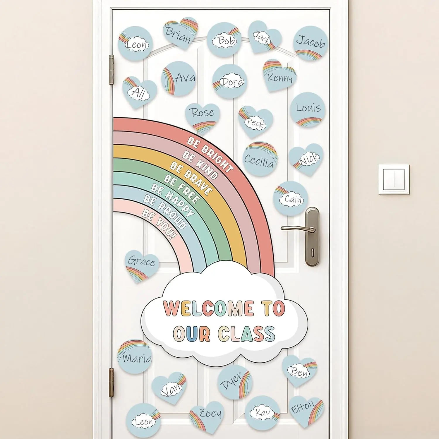 Boho Rainbow Bulletin Board Decorations Set, Boho Classroom Door Decor, Colorful Positive Affirmation Cutouts for Teacher Welcome Back to School Classroom Wall Door Decor