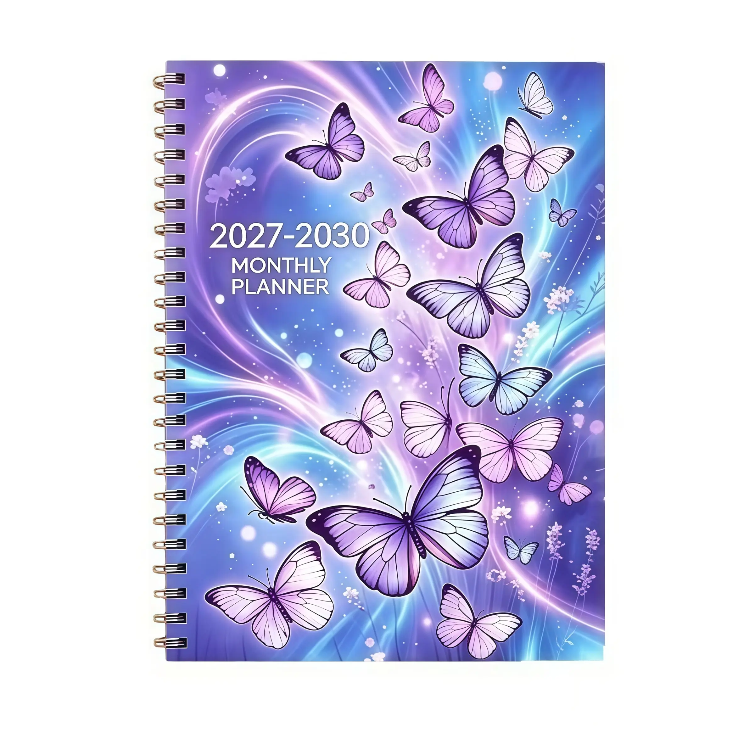 2027-2030 Monthly Planner, 4 Year Monthly Schedule Notebook, Purple Butterfly Hardcover Spiral Planner, Long Term Goal Organizer, Ideal Gift for Women, Students & Office Workers