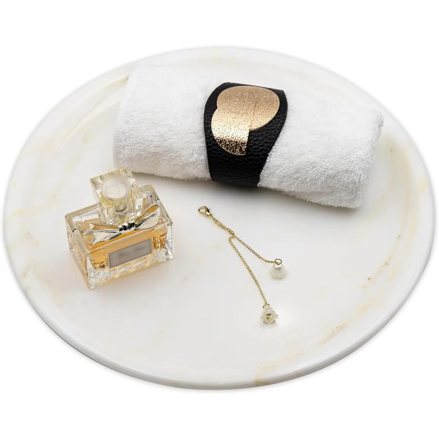 Marmor Marble Perfume Tray Bathroom Tray for Decorative,Candles,Jewelry Stone Vanity Tray,Kitchen Counter Decor and Home Decorative Tray(Calacatta Marble Gold) Jewelry Tray Unique Festival Gifts