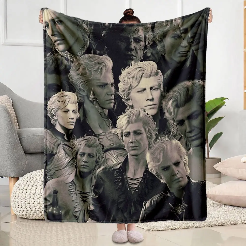 David Bowie Portrait Collage Flannel Blanket, Vintage Retro Dark Tones Anti-Pilling Throw, Multi-Size Home & Travel Bedding for Sofa Decor, One-Piece