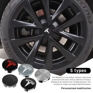 Tesla Wheel Center Hub Caps (4-Pack) - Premium ABS Chrome Finish, Perfect Fit for Model 3/Y/S/X & Cybertruck, Stylish Auto Accessories