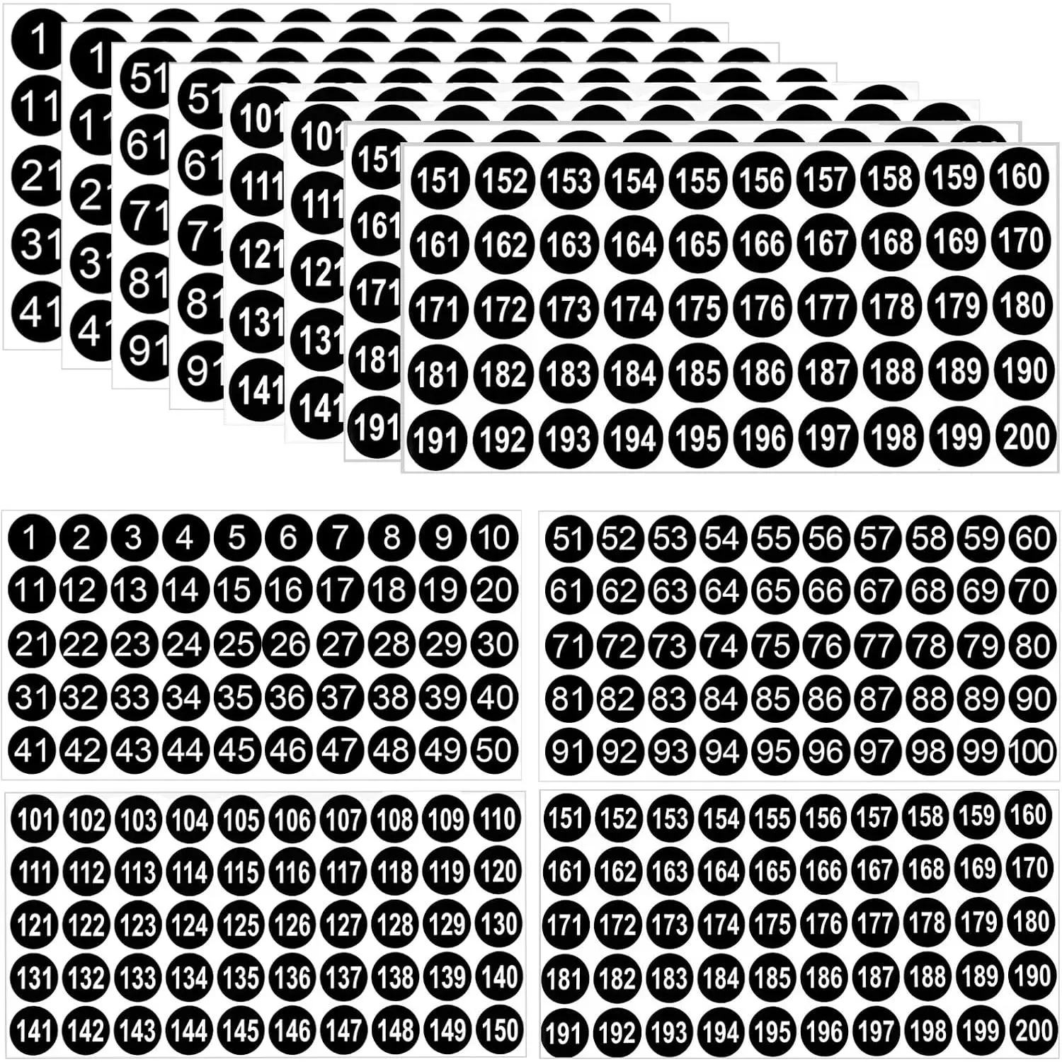 Black,1",9sets(1-200)