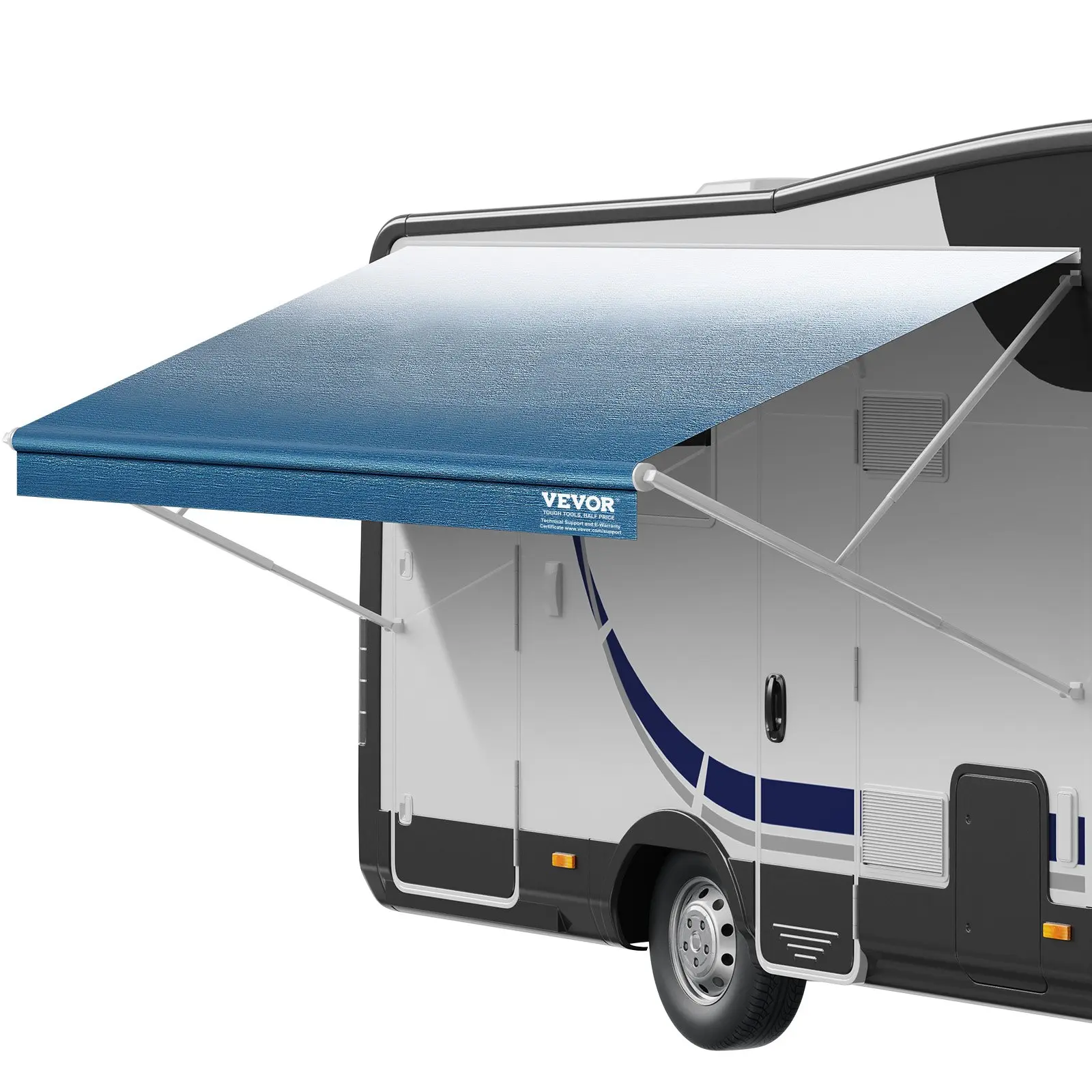VEVOR RV Awning Fabric Replacement, 17'2" Fabric Length for 18' Awning, Heavy Duty 3-Ply 16oz PVC Camper Awning Fabric, Waterproof UV Protection Outdoor Canopy for RV, Trailer, Motorhome, Blue Fade