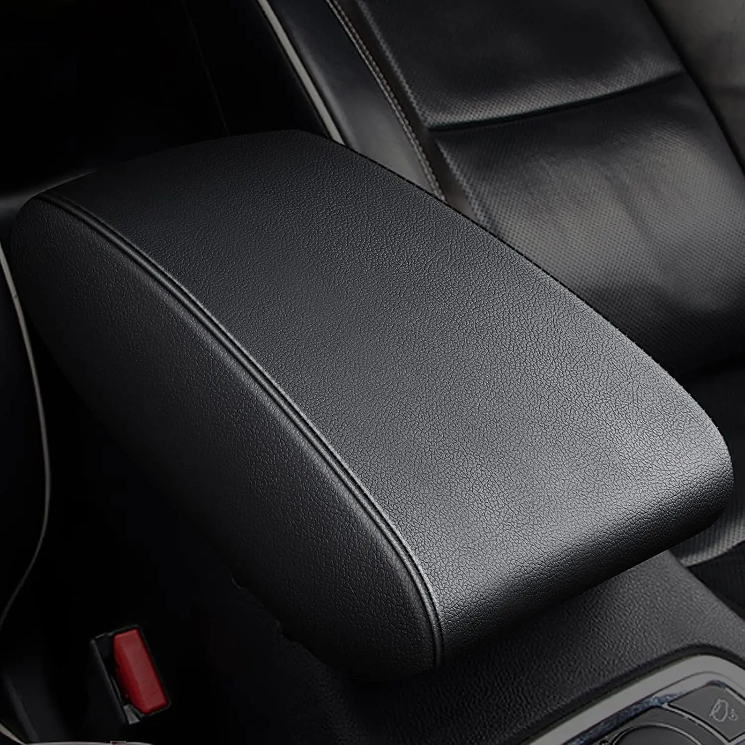 Console Covers for 2016-2021 Hyundai Tucson Armrest Covers for Hyundai Tucson Black with Black Stiches