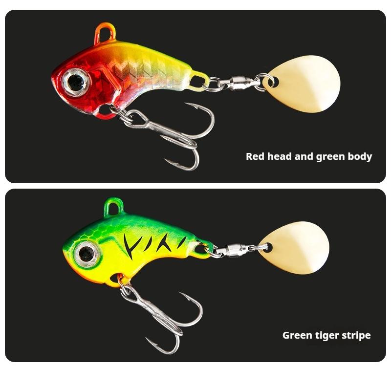 Spinning spinner lures with head weights ensure accurate casting over long distances, reflective surface attracts fish, and has a high hook-up rate. Small whirlwind thumb-vibrating lures, set of 6, available in different weights.