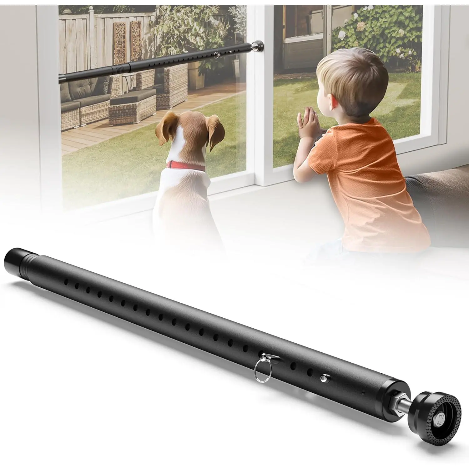 Synthetic Adjustable Length Sliding Glass Door & Window Lock Bar (17-50 in) - Anti-Slip Rubber Ends, Electrostatic Coating, High Compatibility, Easy to Install Window Latches, Home Security Safety Stopper (Black - 1 Pack) with Manufacturer Warranty, Manuf