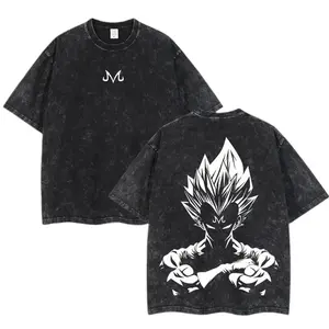 2026 Anime Dragon Ball Majin Vegeta Printed T-shirt Men's and Women's Washed T-shirt High Quality Vintage Cotton T-shirt Tops