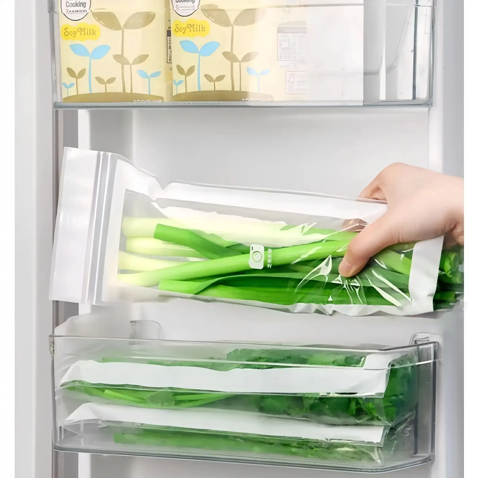Thick Double Seal Food Storage Bags, Odor‑proof Reusable Self‑Sealing Pouches, Food Grade Airtight Freezer‑safe Bags for Refrigerator Organization & Food Portioning.