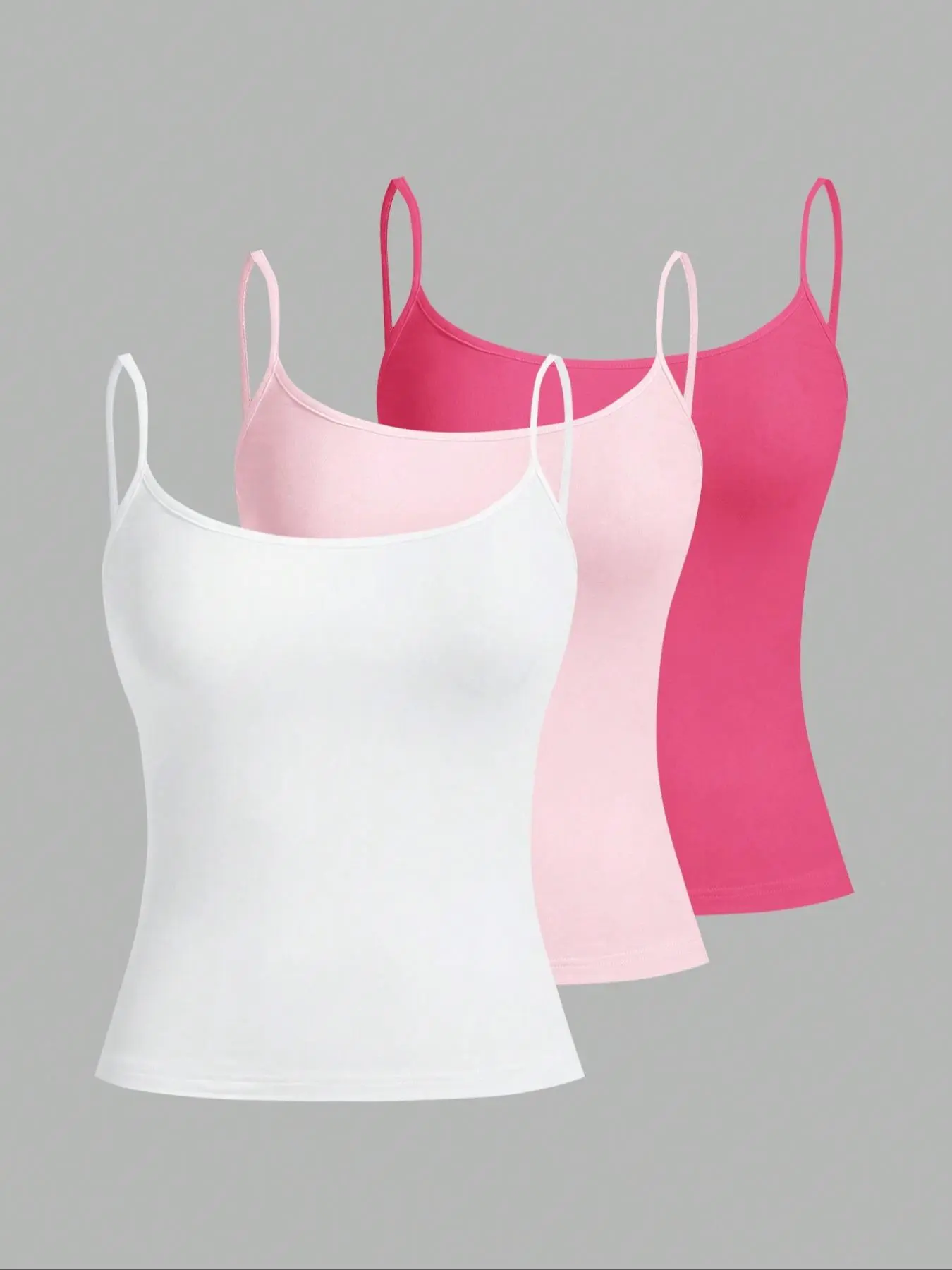 Women's Basic Solid Color Spaghetti Strap Cami Top, Casual Soft Sleeveless Lightweight Fit Top for Summer, Ladies Clothes for Daily Wear, Cami Tank Tops