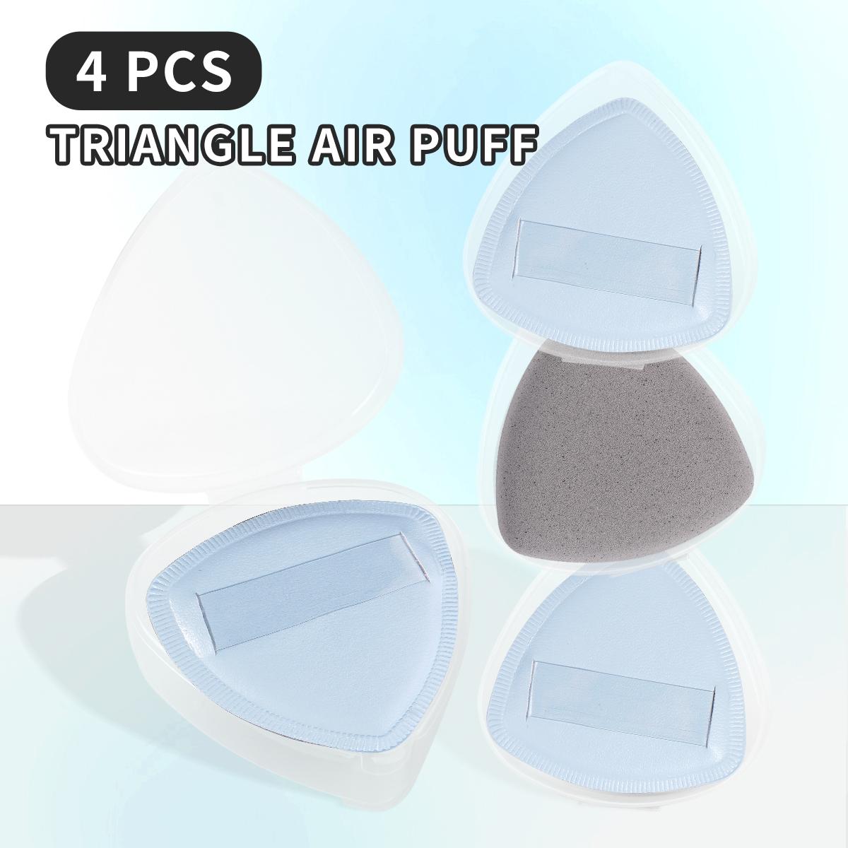MAANGE 4pcs Bamboo Charcoal Marshmallow Air Cushion Puff with Storage Box, Triangle Puff, Powder Puff for Liquid, Cream, Foundation and Powder, Makeup Accessories Gifts for Friends