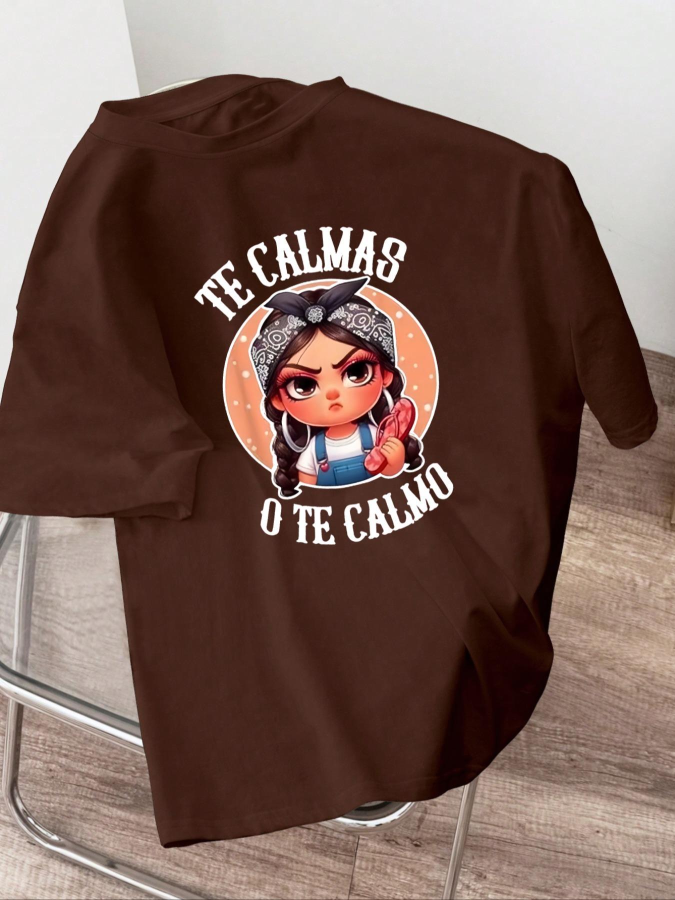 Women's Cartoon & Letter Print Round Neck Tee, Fashion Casual Short Sleeve T-shirt for Daily Wear, Ladies Summer Clothes