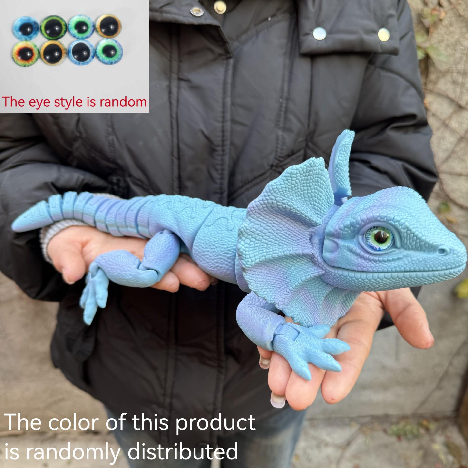 3D Printed Frilled Lizard Toy Articulated Full Body Movable Joints Animal Figurine Birthday Gift