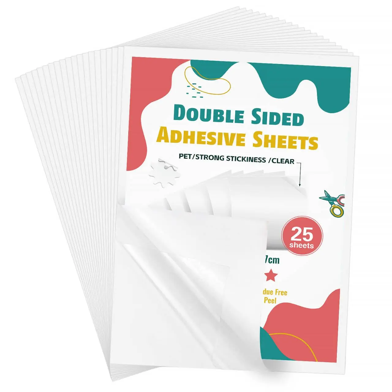 Transparent Double Sided Adhesive Tape Sheets, 25-Count Heavy Duty Removable Sticky Tape for DIY Crafts, Tumbler Wrapping, Scrapbooking (Tools & Hardware Adhesives)