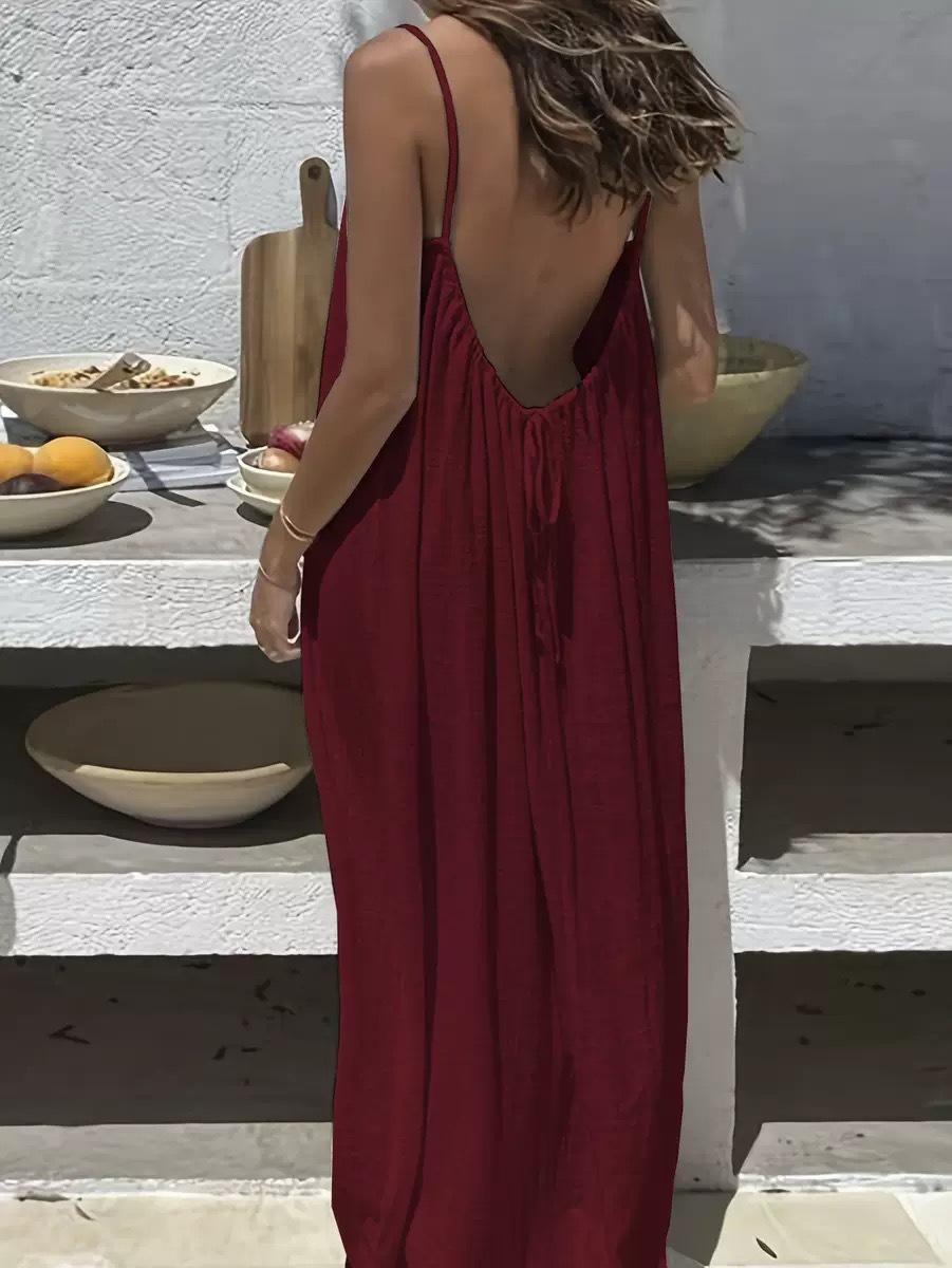 2026 Silk Crepe Wrapback Halter Long Dress Sexy Casual Dress