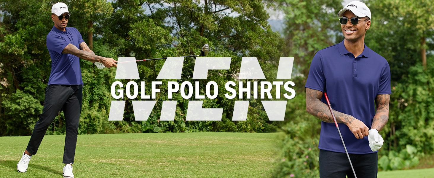 Men Polo Shirts Short Sleeve Quick Drying Athletic Collared Golf Shirts Moisture Wicking Tees