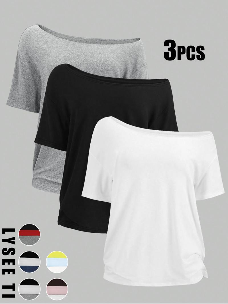 Women's Solid Color Tee, Casual Basic Short Sleeve T-shirt for Daily Wear, Ladies Clothes for All Seasons, Womenswear