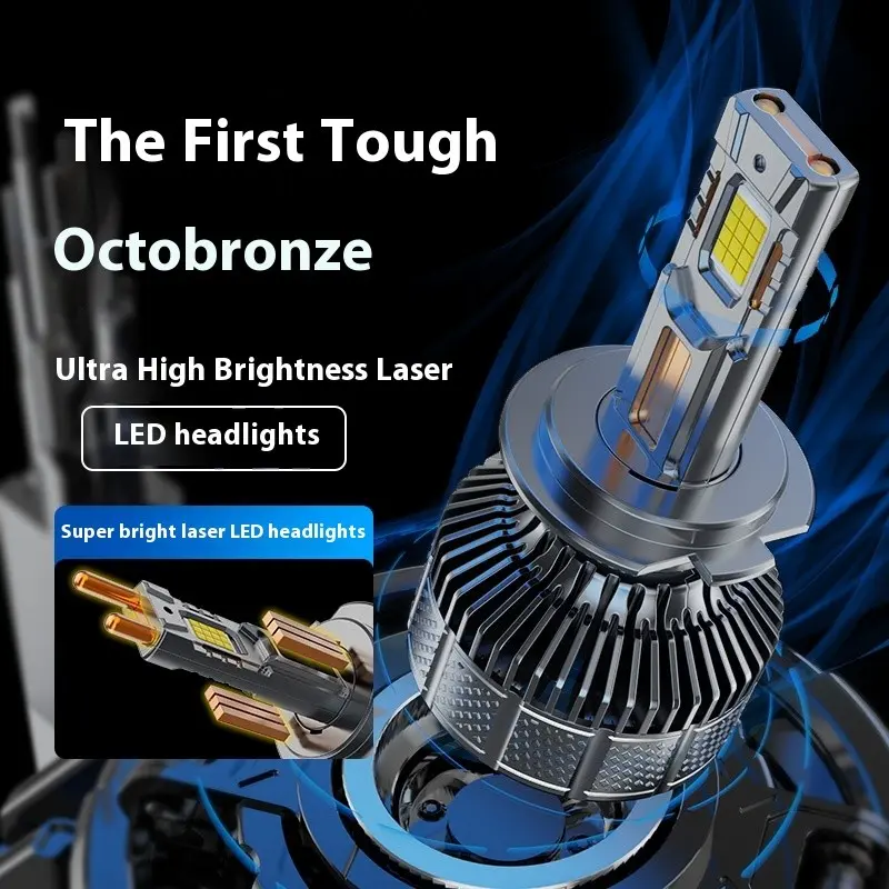 300W Eight Copper Tube Laser LED Headlight Bulbs, Double Sided 24-Chip Sixth Gen LED Headlamp, Intelligent Temp Control Cooling Fan，Car Head Light Replacement