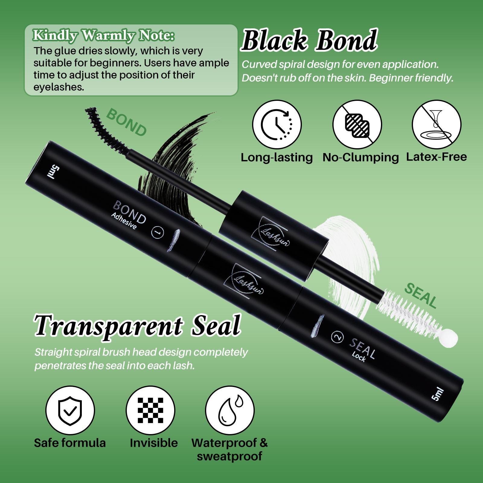 Eyelash Extension Kit, 280-Piece False Eyelash Set with 2 Glues, 2 Eyelash Removers, 2 Tweezers and 2 Brushes, Professional DIY Lash Cluster Eye Makeup Tool