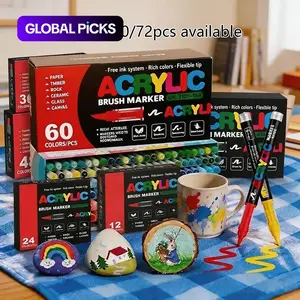 2026 Acrylic Paint Markers Set, Art Marker Pens, Soft Brush Tip, Automatic Ink Control, DIY Crafts, Art Supplies, Back to School, For Spring Gifts #GLOBAL PICKS