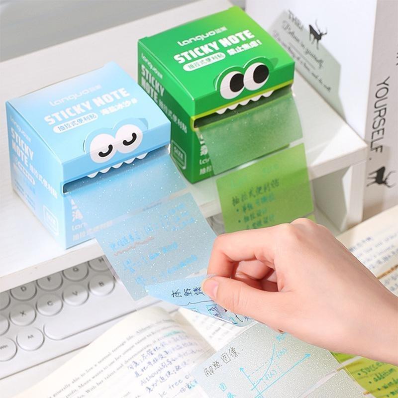 1Pcs Cute Monster Pattern Sticky Notes, 105 Sheets Per Box, Random Colors, Creative Multi-Purpose Stickers for Home School Office Use