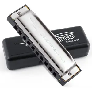 Blues Harmonica C Key for Kids Adults, 10 Hole Diatonic Harmonica Key of C, Metal Blues Harp for Beginners Students, Mouth Organ Case, Silver