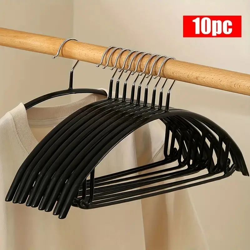 10 Pcs Non-Slip Metal Hangers, Anti-Mark Polished Clothes Hangers, Space Saving Suit Coat Sweater Hangers for Home Closet