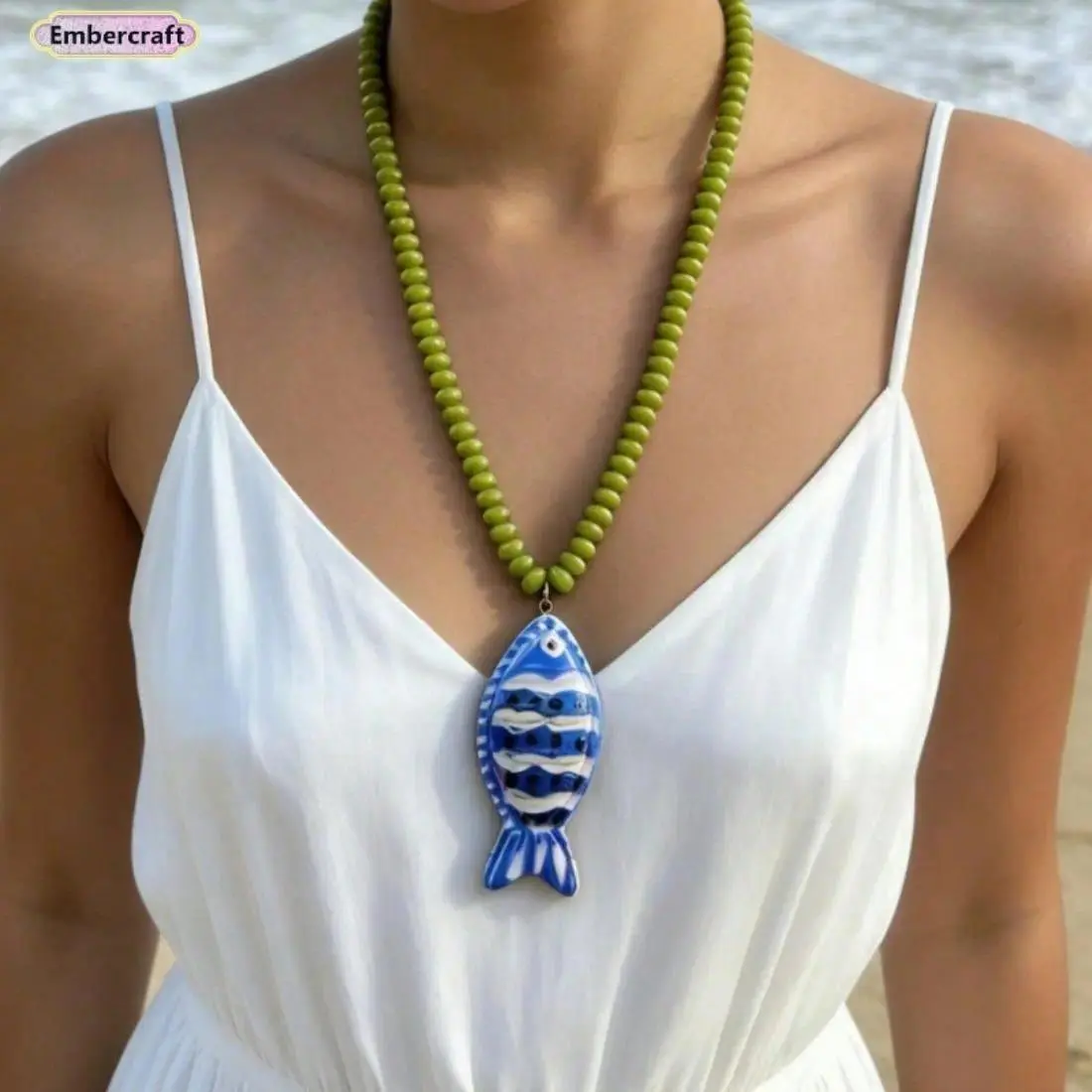 Dopamine Tropical Fish Beaded Necklace, Colorful Handmade Animal Pendant, Boho Seed Bead Choker, Summer Beach Y2K Vacation Jewelry Gift for Her