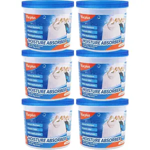 Refillable Moisture Absorbers for Closet - Fast-Acting Crystal Dehumidifier for Bathroom, RV & Basement, 10.5 oz Humidity Absorber, 6 Pack, Fragrance Free