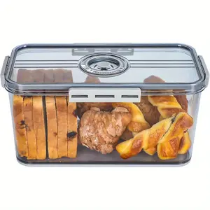 1 kitchen countertop bread box, sealed bread storage container, Plastic Containers, covered time recording bread crisper, special bread storage box for homemade bread, bagels, bagels, and toast