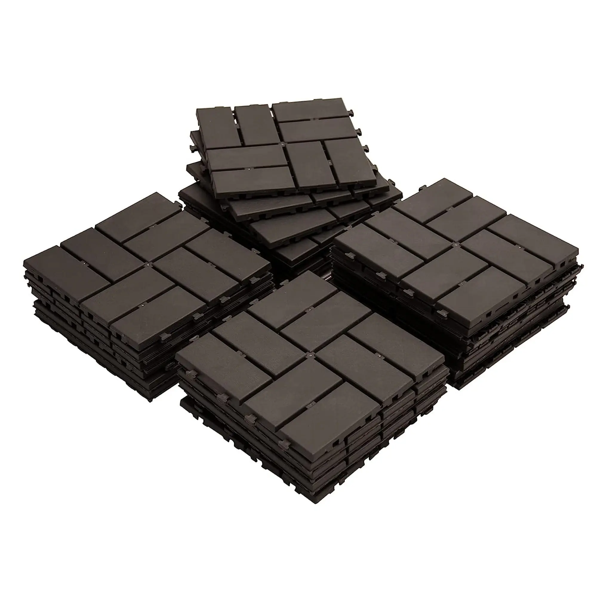 Nokaa 12x12 Inch Interlocking Deck Tiles, 36-Pack Brown Plastic Outdoor Flooring, Four-Slat Composite Patio Tiles for Balcony, Porch, Backyard, Poolside, Easy Snap-Together Installation, Durable Weather-Resistant Decking Squares
