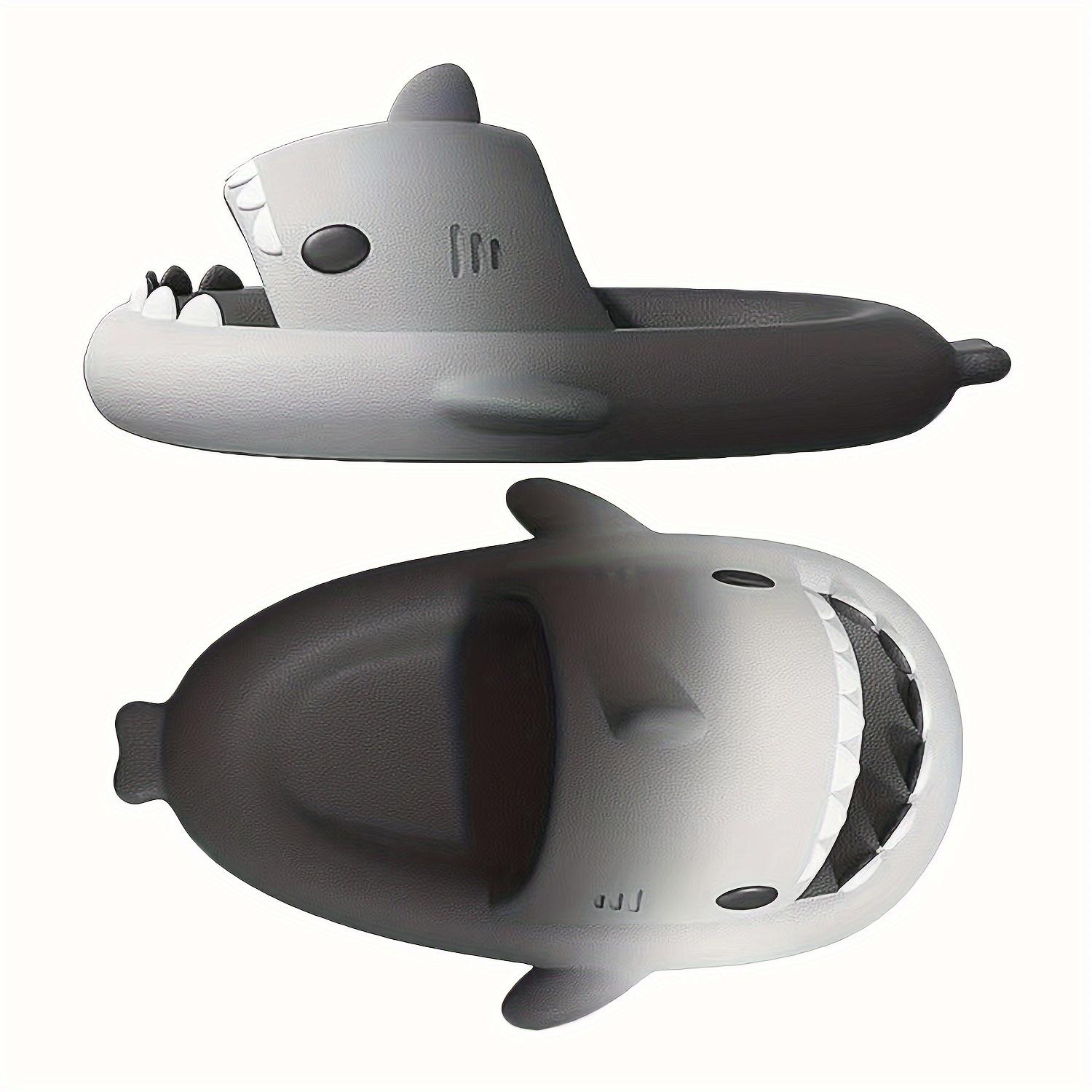 Men's Cute Shark Slides, Casual Non Slip Slippers, Open Toe Shoes For Indoor Outdoor Beach Shower, Spring And Summer