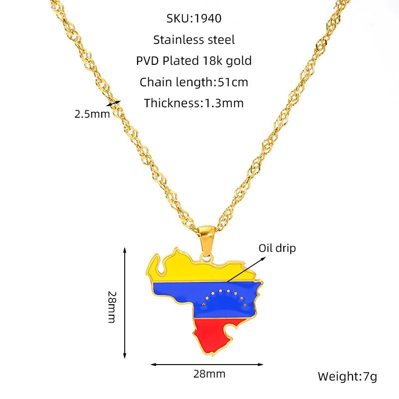 Various Countries Map Pendant Necklace Jewelry, Stainless Steel Necklace