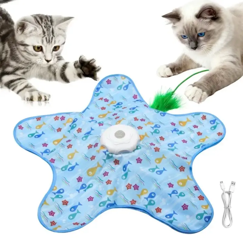 Colorful Pentagon Cat Hunting Hat Toy, Automatic Rotating Teaser Stick, Fun Hide-And-Seek Game for Cats, Self-Amusement Pet Plaything