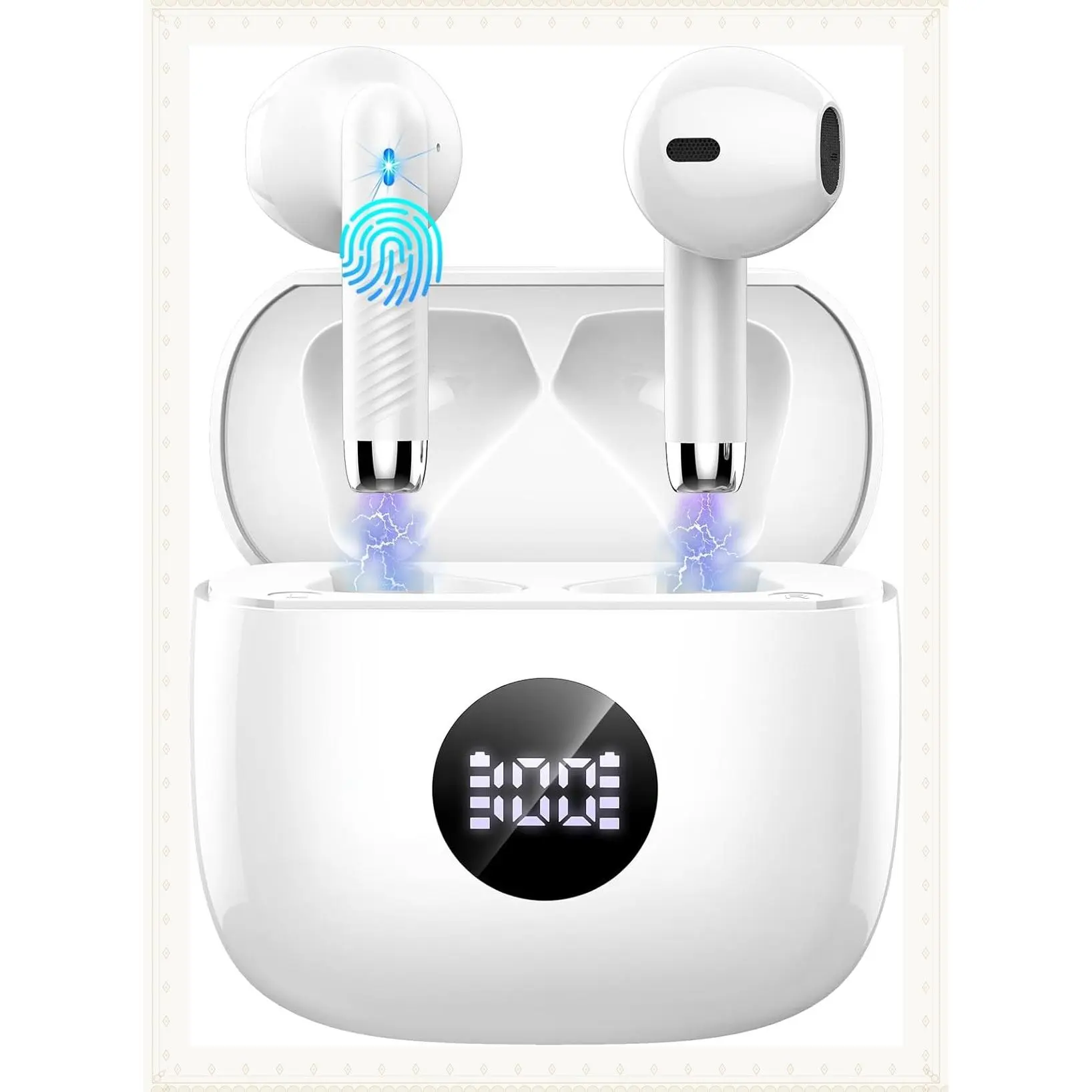 Wireless Bluetooth 5.4 Earbuds with LED Power Display, 6D HiFi Stereo, Noise Cancelling Mic, 40H Playback Mini Case, IP7 Waterproof SportsGift