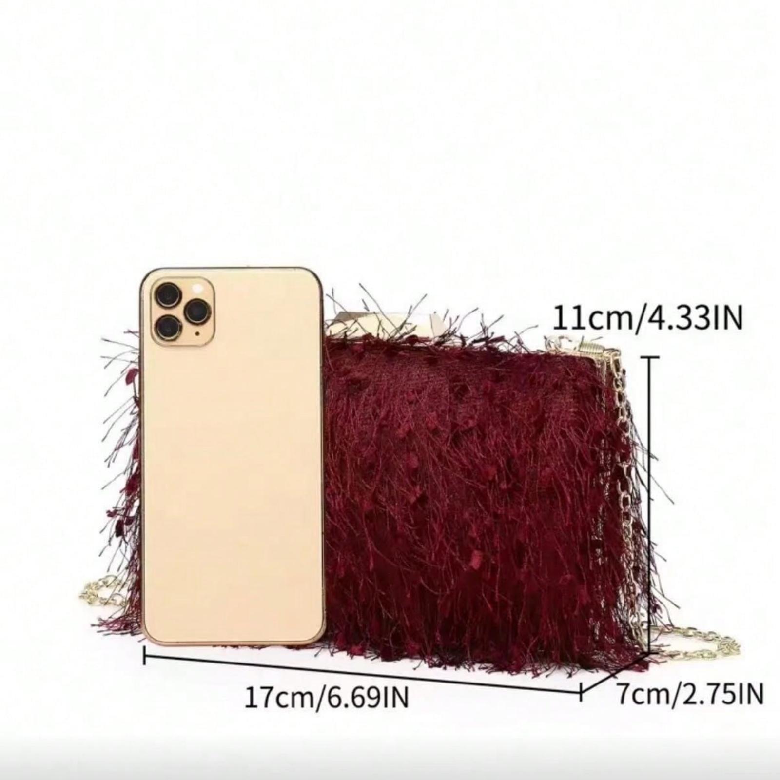 Fringe Box-Shaped Evening Purse for Woman, Red Tready Party Clutch Bags Crossbody Bag Cute Wallets Shouldr Bag Party Dinner Bag for Wedding, Prom, Dinner/Banquet