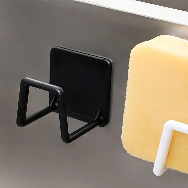 3pcs Sink Sponge Holder, Wall-Mounted Sink Drain Rack, Sponge Storage Shelf, Multi-Functional Bathroom Wall Hook, Bathroom Accessories