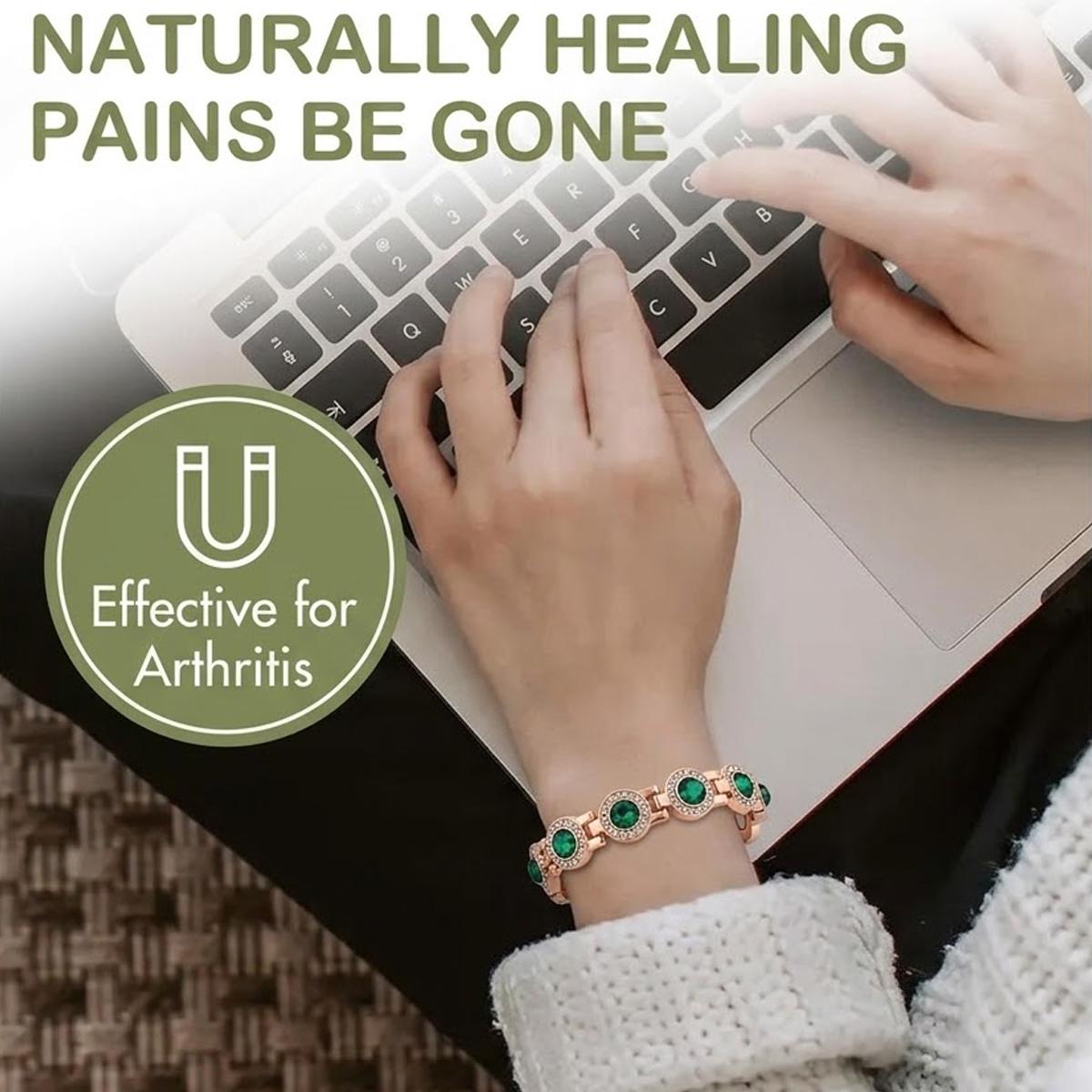 Magnetic Copper Bracelets for Women, 4X Strength 3800 Gauss Magnets, Adjustable Bracelet with Secure Clasp and Premium Multi-Facet Crystal Inlays