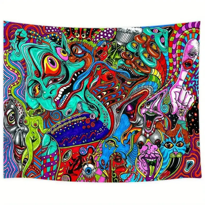 Extra Large Psychedelic Fabric Monster Trippy Wall Decorative Tapestry Wall Hanging - Room Decor 60X40Wall Flag 3*5 flag