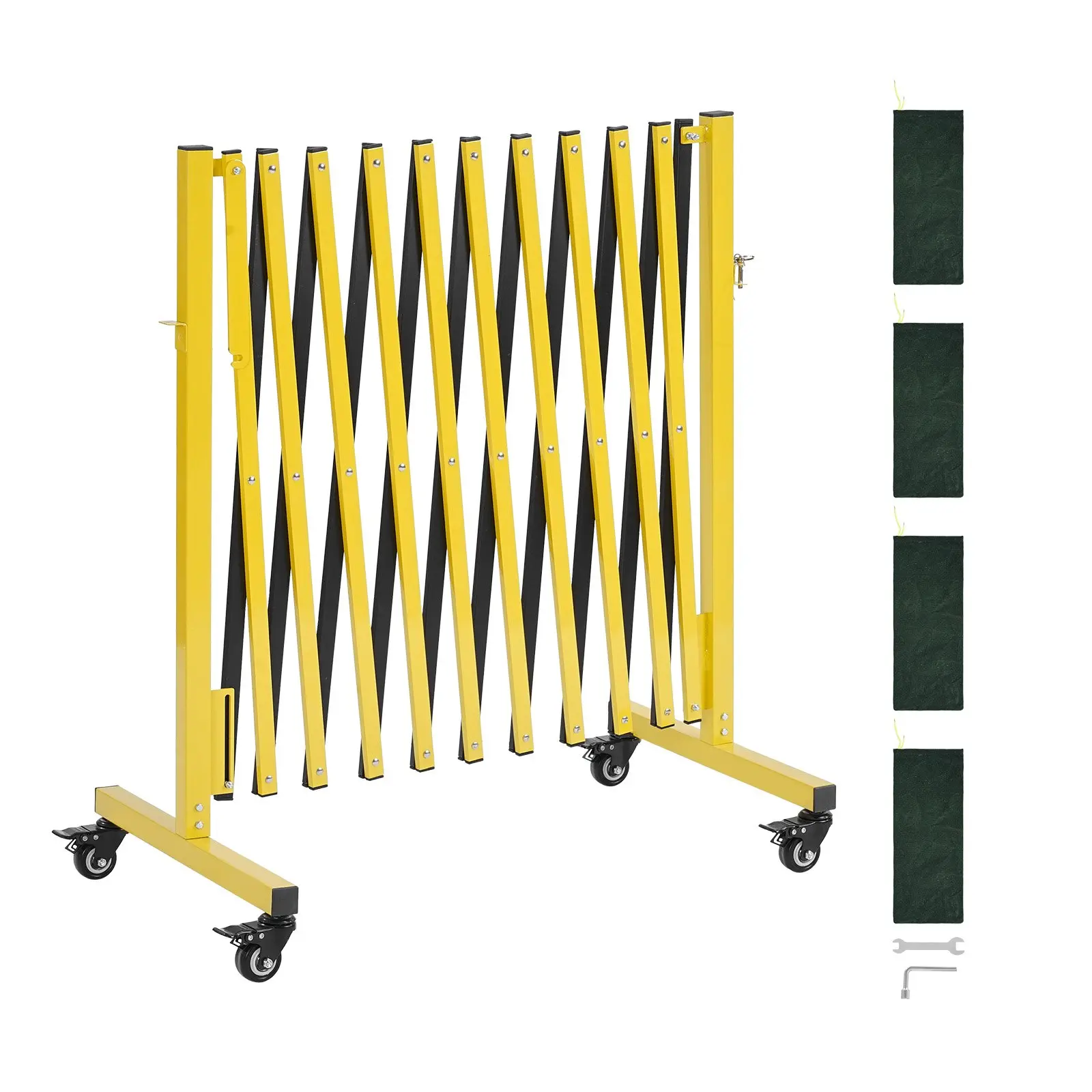 toolupgrade VEVOR Industrial Expandable Folding Gate Traffic Fence - 13ft Length Flexible Mobile Safety Barrier with Locking Casters, Portable for Driveway, Warehouse, Includes Clips