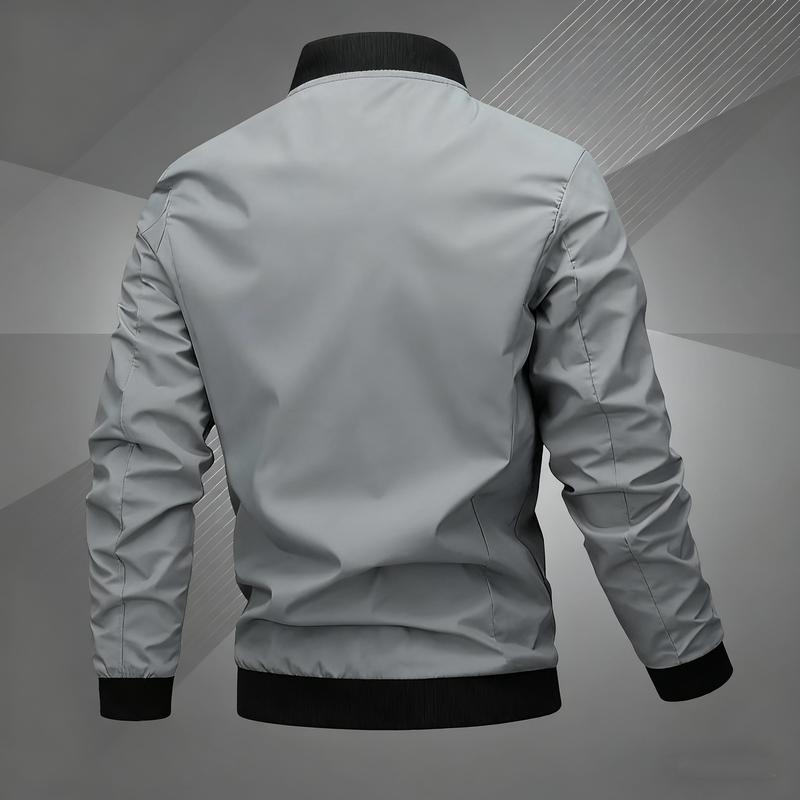 Men's Letter Embroidered Pilot Jacket Casual Coat, Versatile Letter Embroidered Top Baseball Jersey Casual Coat Spring and Autumn, Casual Baseball Collar Zipper Long Sleeve Jacket, Zipper Jacket, Polyester Fiber Jacket, Suitable for Spring and Autumn Outd