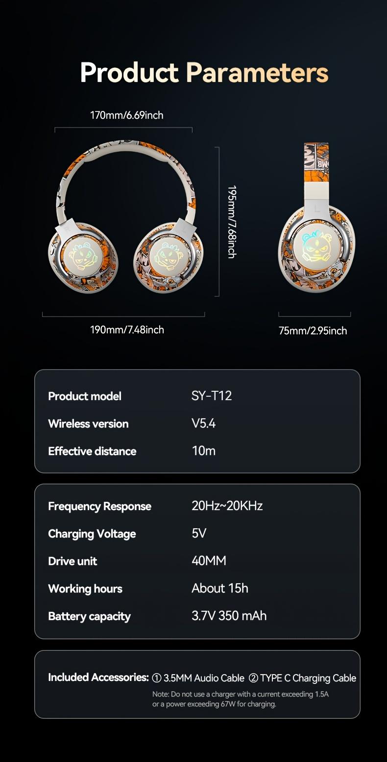 Wireless Headphone,Foldable Bluetooth Headphones Over Ear Wireless Headset for Gaming, Phones, Computers, Electronics AudioHeadphone Arrived before Christmas Wireless 5.3 Gaming Headphones