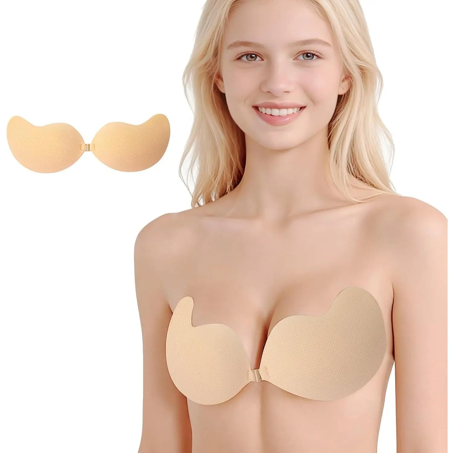 Sticky Bra Push Up Backless Bras Strapless Stick on Bra Invisible Adhesive Bra with Nipple Covers for Women