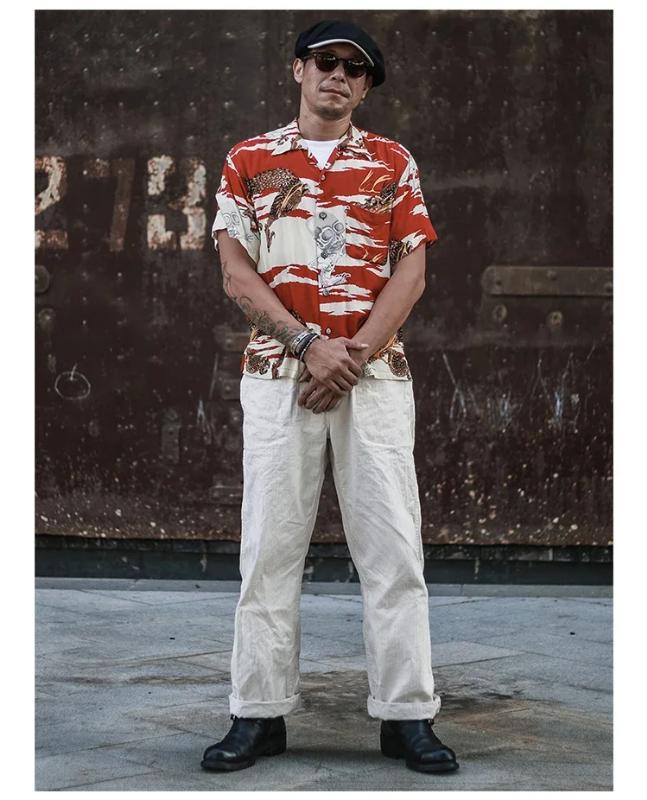 Kyn Apparel  Retro Naval Deck Trousers Vintage Inspired Herringbone Twill Work Pants